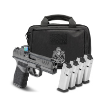 Hellcat Pro, Striker Fired, Semi-automatic, Polymer Frame Pistol, 9MM, 3.7" Hammer Forged Barrel, Melonite Finish, Black Polymer Frame, Textured Grip, Tritium Front Sight, Tactical Rack Rear Sight, Viridian Green Dot, 10 Rounds, 4 Magazines, Includes Ran