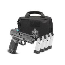Hellcat Pro, Striker Fired, Semi-automatic, Polymer Frame Pistol, 9MM, 3.7" Hammer Forged Barrel, Melonite Finish, Black Polymer Frame, Textured Grip, Tritium Front Sight, Tactical Rack Rear Sight, Viridian Green Dot, 4 Magazines, (3)-17 Round and (1)-15