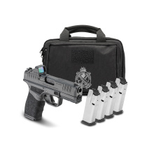 Hellcat Pro, Semi-automatic, Striker Fired, Polymer Frame Pistol, Compact, 9MM, 3.7" Barrel, Cerakote Finish, Desert Flat Dark Earth, Textured Grip, Tritium Front Sight, Tactical Rack Rear Sight, 15 Rounds, 4 Magazines, Range Bag, Viridian RFX11 3 MOA Gr