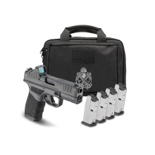Hellcat Pro, Semi-automatic, Striker Fired, Polymer Frame Pistol, Compact, 9MM, 3.7" Barrel, Cerakote Finish, Desert Flat Dark Earth, Textured Grip, Tritium Front Sight, Tactical Rack Rear Sight, 10 Rounds, 4 Magazines, Range Bag, Viridian RFX11 3 MOA Gr