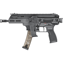 Kuna, Semi-automatic Pistol, 9MM, 6" Threaded Barrel, 1/2X28 Thread Pitch, Roller Delayed, M-LOK Handguard, Strike Industries FSA Pistol Brace, Anodized Finish, Black, 10 Rounds, Includes Front and Rear Flip Up Sights KN9069BLC-FSA