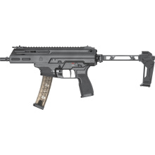 Kuna, Semi-automatic Pistol, 9MM, 6.125" Tri-Lug Barrel, Roller Delayed, M-LOK Handguard, Strike Industries FSA Pistol Brace, Anodized Finish, Black, 30 Rounds, 2 Magazines, Includes Front and Rear Flip Up Sights KN9069BTL-FSA