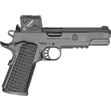 Tactical Response Pistol, 1911, Semi-automatic, Full Size, Metal Frame Pistol, 45 ACP, 5" Match Grade Barrel, Cerakote Finish, Black, Hydra VZ Grips, Tactical Rack 3-Dot Tritium Night Sights, Includes Aimpoint COA 3.25 MOA Red Dot, 8 Rounds, 3 Magazines