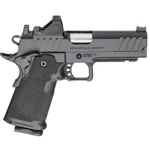1911 DS Prodigy AOS, Semi-automatic, Metal Frame Pistol, Compact, 9MM, 4.25" Forged Stainless Steel Bull Barrel, Cerakote Finish, Black, Polymer Grips, Fiber Optic Front and Black Serrated Rear Sights, Optics Ready, Ambidextrous Safety, Viridan Green Dot