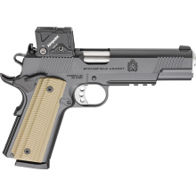 Operator, 1911, Single Action Only, Semi-automatic, Metal Frame Pistol, Full Size, 45 ACP, 5" Match Grade Barrel, Carbon Steel Frame, Carbon Steel Slide, Cerakote Finish, Black, VZ G10 Grips, Tritium Front Sight, Tactical Rack White Dot Rear Sight, Inclu