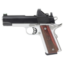 Ronin AOS, 1911, Single Action Only, Semi-automatic, Metal Frame Pistol, Commander Size, 45 ACP, 4.25" Match Grade Barrel, Aluminum Alloy Frame, Satin Aluminum Cerakote Finish, Optic Ready, Blued Steel Slide, Black, Wood Grips, Fiber Optic Front Sight, T