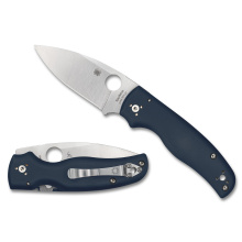 Shaman, Folding Knife, 3.58" Drop Point Blade, CPM SPY27 Blade Steel, 8.31" Overall Length, Compression Lock, Satin Finish, Silver, Blue G-10 Handle C229GPCBL