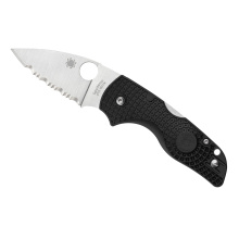 Lil Native Lightweight, Folding Knife, SpyderEdge Serrated Blade, Black FRN Handle, Satin Finish, Silver, 2.43" Blade Length, CTS BD1N Steel C230SBK