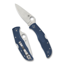 Endela Lightweight, Folding Knife, 3.41" Drop Point Blade, 8.1" Overall Length, CPM SPY27 Blade Steel, Plain Edge, Satin Finish, Silver, Blue FRN Handle, Back Lock C243PCBL