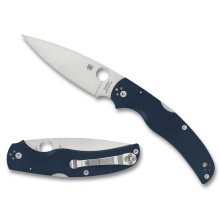 NATIVE CHIEF, Folding Knife, 4.08" Drop Point Blade, CPM SPY27 Blade Steel, 9.08" Overall Length, Back Lock, Satin Finish, Silver, Blue G-10 Handle C244GPCBL
