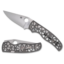 Edgerati, Folding Knife, 3.57" Clip Point Blade, 8.22" Overall Length, CPM-S30V Blade Steel, Plain Edge, Satin Finish, Silver, Gray Aluminum Handle, Compression Lock C266ALP