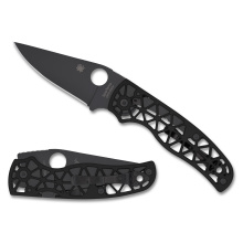 Edgerati, Folding Knife, 3.57" Clip Point Blade, 8.22" Overall Length, CPM-S30V Blade Steel, Plain Edge, DLC Finish, Black, Black Aluminum Handle, Compression Lock C266BKALBKP