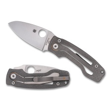 PITS 2 SLIPIT, Folding Knife, 2.74" Drop Point Blade, 6.45" Overall Length, M398 Blade Steel, Plain Edge, Satin Finish, Silver, Gray Titanium Handle, Slipit Lock C269TIP