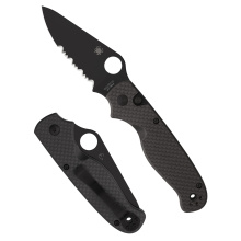 ButtonUp Carbon Fiber, Folding Knife, 3.27" Clip Point Blade, 7.5" Overall Length, 8Cr13MoV Blade Steel, Combination Edge, Black Oxide Finish, Black Carbon Fiber Handle, Button Lock C275CFPSBK