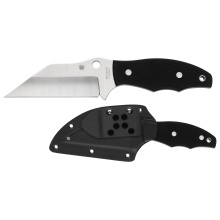 Yurco Ginunting, Fixed Blade Knife, 8.08" Wharncliffe Blade with Harpoon Style Swedge, 13.02" Overall Length, 9Cr18MoV Blade Steel, Plain Edge, Satin Finish, Silver, Black G10 Grip, Boltaron Sheath, Belt Mount FB54GP