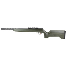 B22 Timber Tactical, Bolt Action Rifle, 22WMR, 18" Barrel, 1/2X28 Thread Pattern, Heavy Spiral Fluted, Black, Olive Drab Green Laminate Stock, Right Hand, 10 Rounds, 1 Rotary Magazine 70551