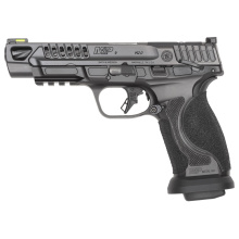 M&P M2.0 Competitor Heavy Duty, Semi-automatic, Striker Fired, Full Size, 9MM, 5" Spiral Fluted Barrel, Armornite Finish, Black, Front Hiviz Night Sight, Black Rear Sight, Thumb Safety, Optics Ready, 17 Rounds, 4 Magazines 14069