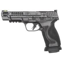 M&P M2.0 Competitor Heavy Duty, Semi-automatic, Striker Fired, Full Size, 9MM, 5" Spiral Fluted Barrel, Armornite Finish, Black, Front Hiviz Night Sight, Black Rear Sight, Thumb Safety, Optics Ready, 10 Rounds, 4 Magazines 14071