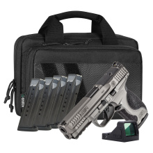 M&P9 M2.0 Metal, Striker Fired, Semi-automatic, Aluminum Frame Pistol, Compact, 9MM, 4.25" Barrel, Cerakote Finish, Tungsten Gray, Fixed Sights, No Manual Safety, Interchangeable Grip Inserts, Optics Ready, 17 Rounds, 5 Magazines, Includes Viridian RFX11