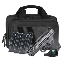 Performance Center M&P Compact Carry Comp, Semi-automatic, Striker Fired, Polymer Frame Pistol, Compact, 9MM, 4.2" Ported Barrel, Armonite Finish, Gray, Textured Polymer Grip, Tritium Front Night Sight, Viridian RFX11 Optic, 15 Rounds, 5 Magazines, Inclu