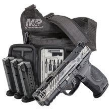 M&P 2.0 Metal, Sriker Fired, Semi-automatic, Full Size, 9MM, 4.22" Ported Barrel, Armornite Finish, Black Frame, Gray Slide, Interchangeable Backstraps, 17 Rounds, 4 Magazines, Optics Ready, Front Night Sight, Black "Bug Out" Bag, Cleaning Kit 14764