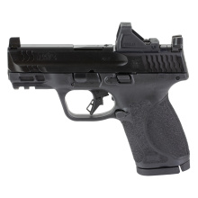 M&P M2.0 Compact, Striker Fired, Semi-automatic, Polymer Frame Pistol, Compact, 9MM, 3.6" Barrel, Armornite Finish, Black, Optic Height Sights, Optics Ready, Flat Face Trigger, 15 Rounds, 5 Magazines, Includes Viridian RFX11 Green Dot Reflex Sight and Sa