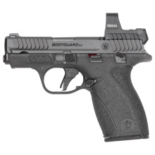 Bodyguard 2.0, Striker Fired, Polymer Frame Pistol, Micro-Compact, 380 ACP, 2.75" Barrel, Armornite Finish, Black, Bright Dot Front Sight with Tritium Insert, Viridian RFX1 Custom Micro Green Dot Sight, Flat Face Trigger, Manual Thumb Safety, 10 Rounds,