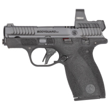 Bodyguard 2.0, Striker Fired, Polymer Frame Pistol, Micro-Compact, 380 ACP, 2.75" Barrel, ArmorniteFinish, Black, Bright Dot Front Sight with Tritium Insert, Viridian RFX1 Custom Micro Green Dot Sight, Flat Face Trigger, Manual Thumb Safety, 10 Rounds, 2