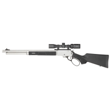 Model 1854, Lever Action Rifle, 45-70 Government, 20" Threaded Barrel, 11/16X24 Thread Pitch, Matte Finish, Stainless Steel Barrel, Black Furniture, Synthetic Grip Panels, Gold Bead Front Sight, 6 Rounds, Large Loop Lever, Cross-Bolt Safety, Vortex Cross