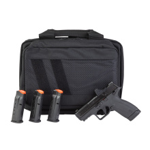 M&P Shield X, Semi-automatic, Striker Fired, Polymer Frame Pistol, Compact, 9MM, 3.6" Barrel, Armornite Finish, Black, Textured Front and Rear Grip, Optic Ready, Ameriglo Trooper LumiGreen Front Night Sight, Blacked Out Notch Rear Sight, 4 Magazines, (1)