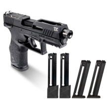 TX22, Taurus Optic Ready Option, Semi-automatic, Striker Fired, Polymer Frame Pistol, Full Size, 22 LR, 4.6" Barrel, 1/2X28 Thread Pitch, Anodized Finish, Black, Adjustable Rear Sights, White Dot Front Sights, Manual Safety, 5 Magazines, (2)-22 Round & (