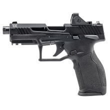 TX22 TORO, Striker Fired, Semi-automatic, Polymer Frame Pistol, Full Size, 22 LR, 4.6" Threaded Barrel, 1/2X28 Thread Pitch, Anodized Finish, Black, Drift Adjustable Rear Serrated Sight, Fixed White Dot Front Sight, Equipped with Viridian RFX-11 3 MOA Gr