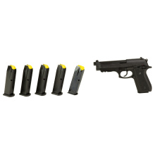 PT92, Double/Single Action, Semi-automatic, Full Size, 9MM, 5" Barrel, Matte Finish, Black, Rubber Grips, Manual Thumb Safety, (4)-18 Round and (2)-17 Round Magazines 1-920151-6MAG