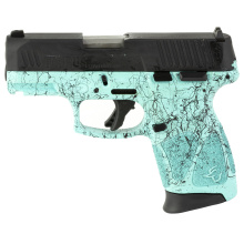 G3C, Striker Fired, Semi-automatic, Polymer Frame Pistol, Compact, 3.26" Barrel, Matte Finish, Cyan Frame w/Black Splatter, Black Slide, Fixed Front Sight With Drift Adjustable Rear Sight, 12 Rounds, 3 Magazines 1-G3C931-SP4