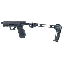 GX4 Strike Bravo, Single Action Only, Semi-automatic, Steel Frame Pistol, Compact, 9MM, 3.7" Barrel, Threaded 1/2X28, Matte Finish, Black, Strike Industries FSA Single Stabalizer and Brace, Fixed White Dot and Drift Adjustable Rear Sights, Trigger Safety