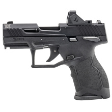 TX22 TORO, Striker Fired, Semi-automatic, Polymer Frame Pistol, Compact, 22 LR, 3.6" Barrel, Anodized Finish, Black, Drift Adjustable Rear Serrated Sight, Fixed White Dot Front Sight, Equipped with Viridian RFX-11 3 MOA Green Dot Optic, Thumb Safety, 2 M