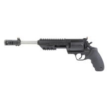 Raging Hunter, Double/Single Action, Metal Frame Revolver, Large Frame, 350 Legend, 10.5" Barrel, Matte Stainless Finish, Black, Fiber Optic Front and Adjustable Rear Sight, Rubber Grips, 6 Rounds 2-350101RH