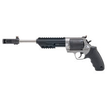 Raging Hunter, Double/Single Action, Metal Frame Revolver, Large Frame, 350 Legend, 10.5" Barrel, Matte Stainless Finish, Two Tone Black and Silver, Fiber Optic Front and Adjustable Rear Sight, Rubber Grips, 6 Rounds 2-350105RH