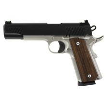 1911 Duty, Enhanced, Single Action Only, Semi-automatic, Metal Frame Pistol, Full Size, 45ACP, 5" Barrel, Stainless Steel Frame, Silver, Black Slide, Checkered Wood Grips, Fiber Optic Front Sight, 8 Rounds, 2 Magazines 10100551