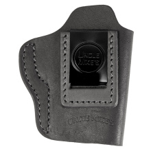 Uncle Mikes Inside Waistband Leather Holster, Size 3, Fits Most Medium Frame Autos (3" 1911/Bersa Thunder/Glock 42/43/Sig 365/Hellcat/Taurus Gx4), Leather, Metal Clip, Ambidextrous, Black UM-IWB-3-MBL-R
