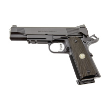 CQB Lightrail, CA Compliant, 1911, Semi-automatic, Metal Frame Pistol, Full Size, 45 ACP, 5" Barrel, Steel Frame, Armor Tuff Finish, Black, Diamondwood Grips, Tritium Night Sights, Ambidextrous Thumb Safety, 8 Rounds, (1) 47OXC 7-Round and (1) 47DOX 8-Ro