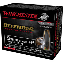 Defender, 9MM +P, 147 Grain, Bonded Jacketed Hollow Point Bullet, 20 Round Box S9MMPDB2