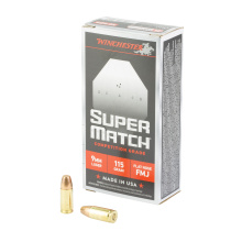 Super Match, 9MM, 115 Grain, Flat Nose Bullet, 50 Round Box SM9FN115