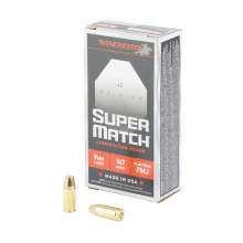 Super Match, 9MM, 147 Grain, Flat Nose Bullet, 50 Round Box SM9FN147