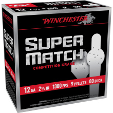 Super Match, Shotshell, 12 Gauge, 2.75", 00 Buck, 9 Pellet, 25 Round Box SMB1200