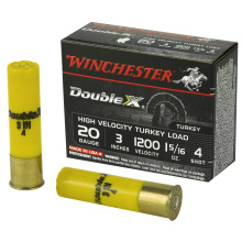 Double X High Velocity Turkey Loads Copper Plated Buffered 20 Gauge 3 Inch 1200 FPS 1.312 Ounce 4 Shot