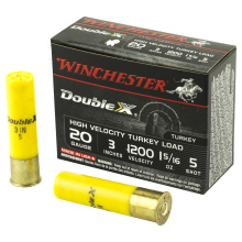 Double X High Velocity Turkey Loads Copper Plated Buffered 20 Gauge 3 Inch 1200 FPS 1.312 Ounce 5 Shot