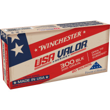 USA VALOR, 300 Blackout, 200 Grain, Full Metal Jacket Open Tip Bullet, 20 Round Box USAV300BX
