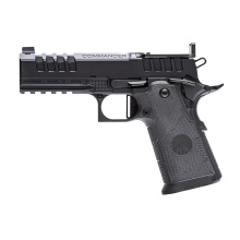 Tactical Commander, Semi-automatic, 1911, Aluminum Frame Pistol, Commander Size, 9MM, 4.25" Barrel, Nitride Finish, Black, Kevlar and Carbon Fiber Composite Grips, Green Tritium Front Sight, Optic Ready, RMR Footprint, 17 Rounds, 3 Magazines CMNDR-9MM-SI