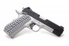 Alpha Carry Two Tone |.45ACP 1911 4.25" Barrel, Ambi Safety, Black G4 Coated Slide, Stainless Steel Frame, Ed Brown Bobtail, 3-Dot Night Sights, Chainlink Pattern on Frontstrap and Bobtail Housing, G10 Grips, 2 Magazines